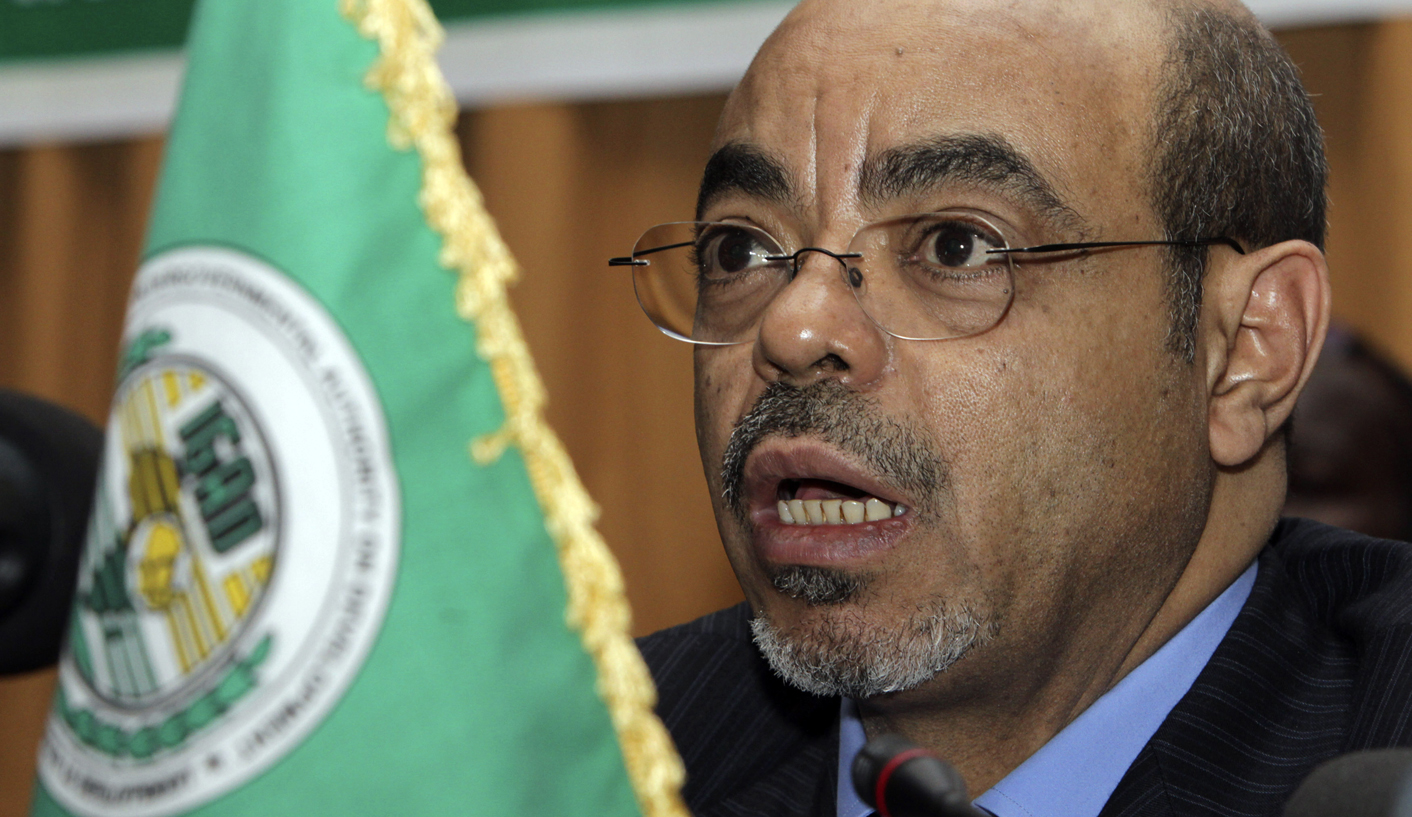 Meles Zenawi addresses a news conference during the 20th Extraordinary Summit of IGAD Heads of state meeting in Addis Ababa