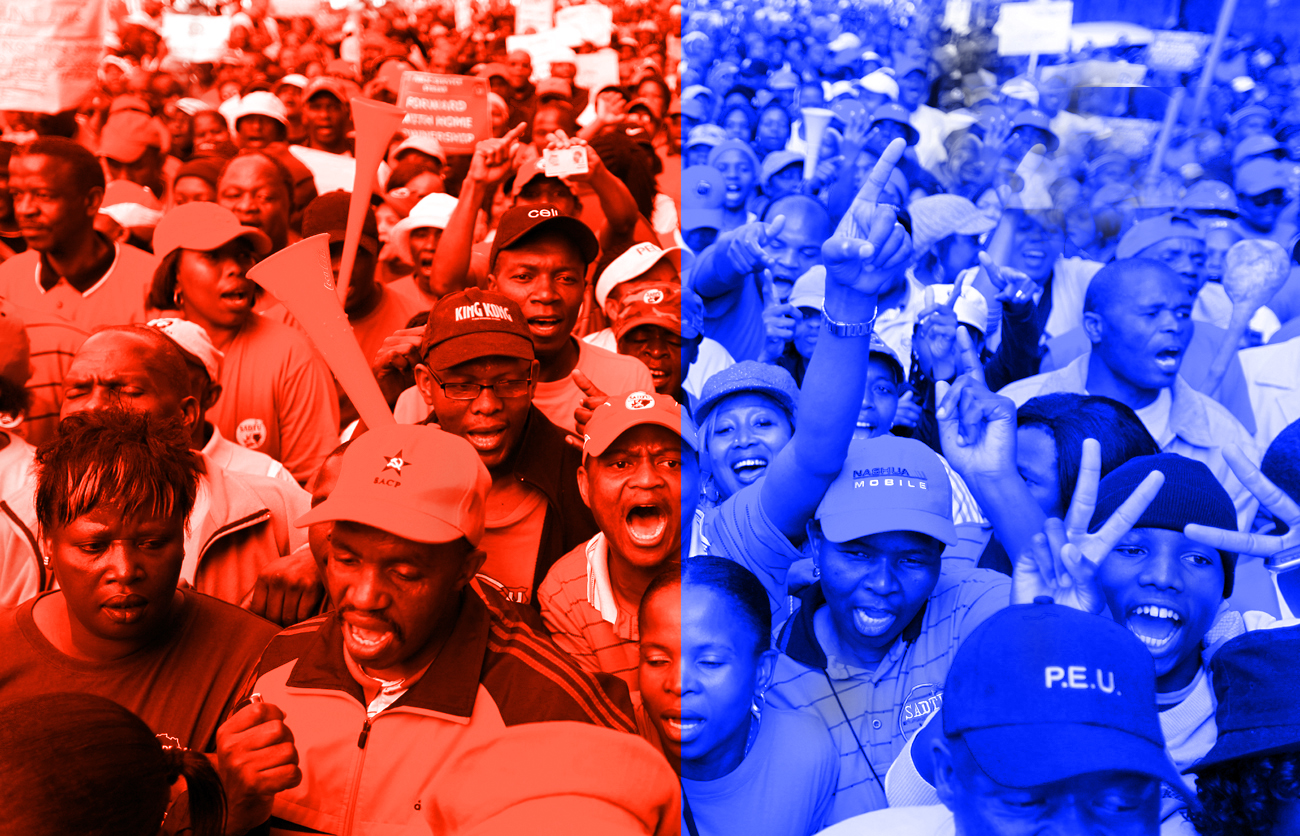 South African state workers seeking higher wages take part in a strike in Johannesburg