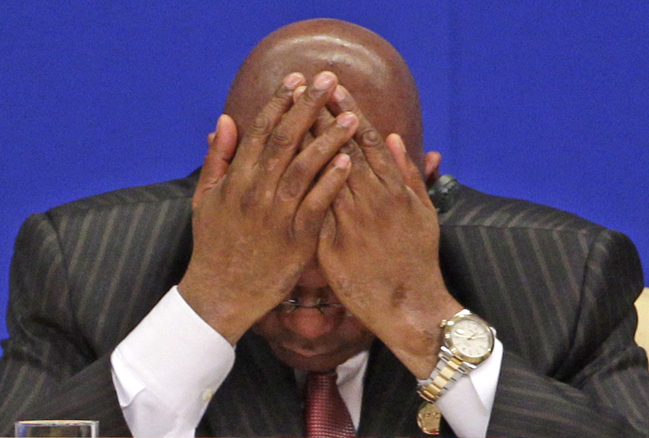 South Africa's President Zuma reacts during the opening ceremony of the Boao Forum for Asian Annual Conference in Hainan