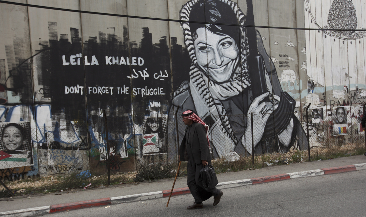 A mural of former PLO militant Leila Khaled