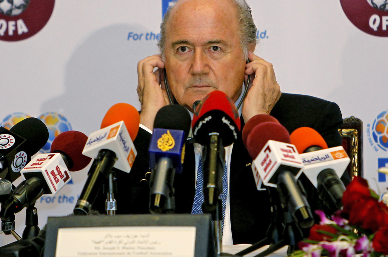 FIFA president Sepp Blatter speaks during a press conference in Doha
