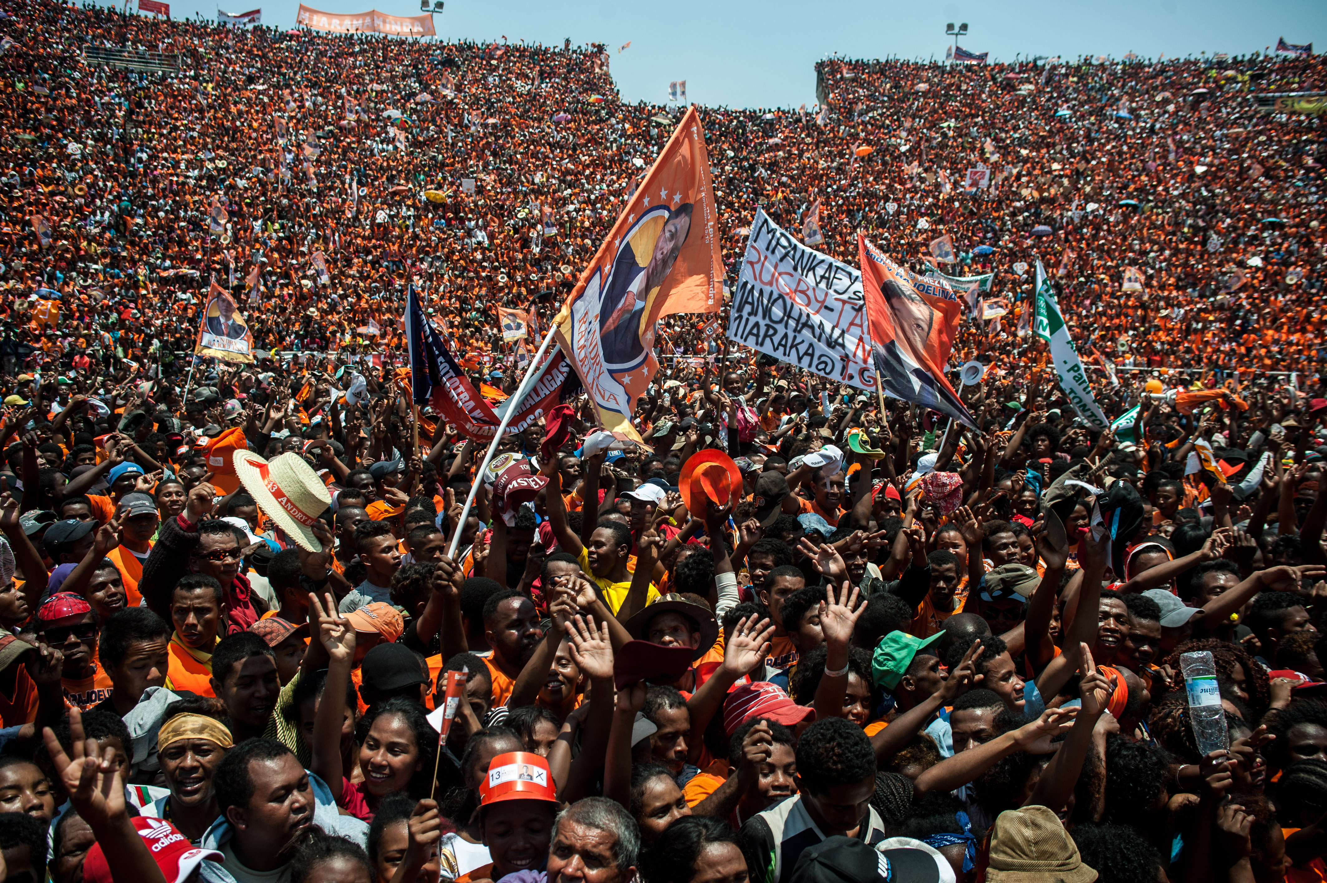 Fireworks and thumping music hit the message home as top three contenders vie for highest office