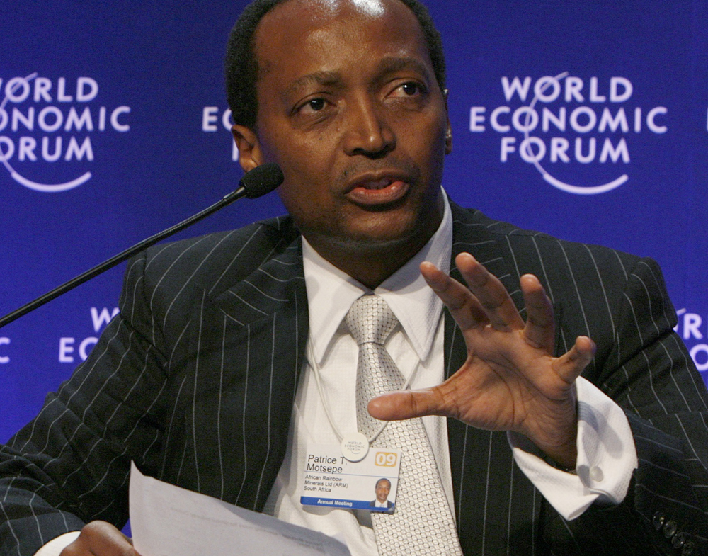 African Rainbow Minerals Executive Chairman Motsepe attends a session at the World Economic Forum in Davos