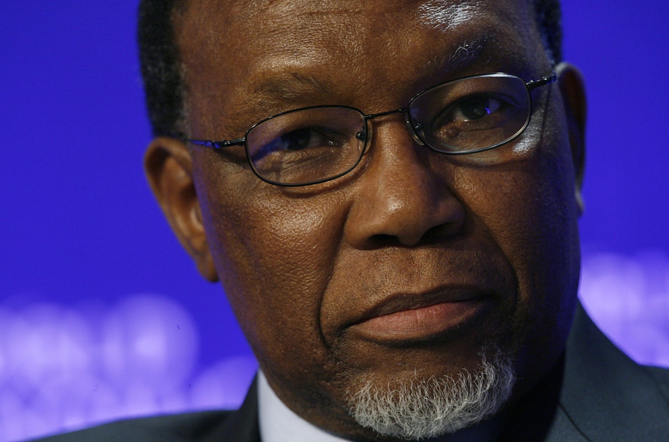 South African President Motlanthe attends a session at the World Economic Forum in Davos