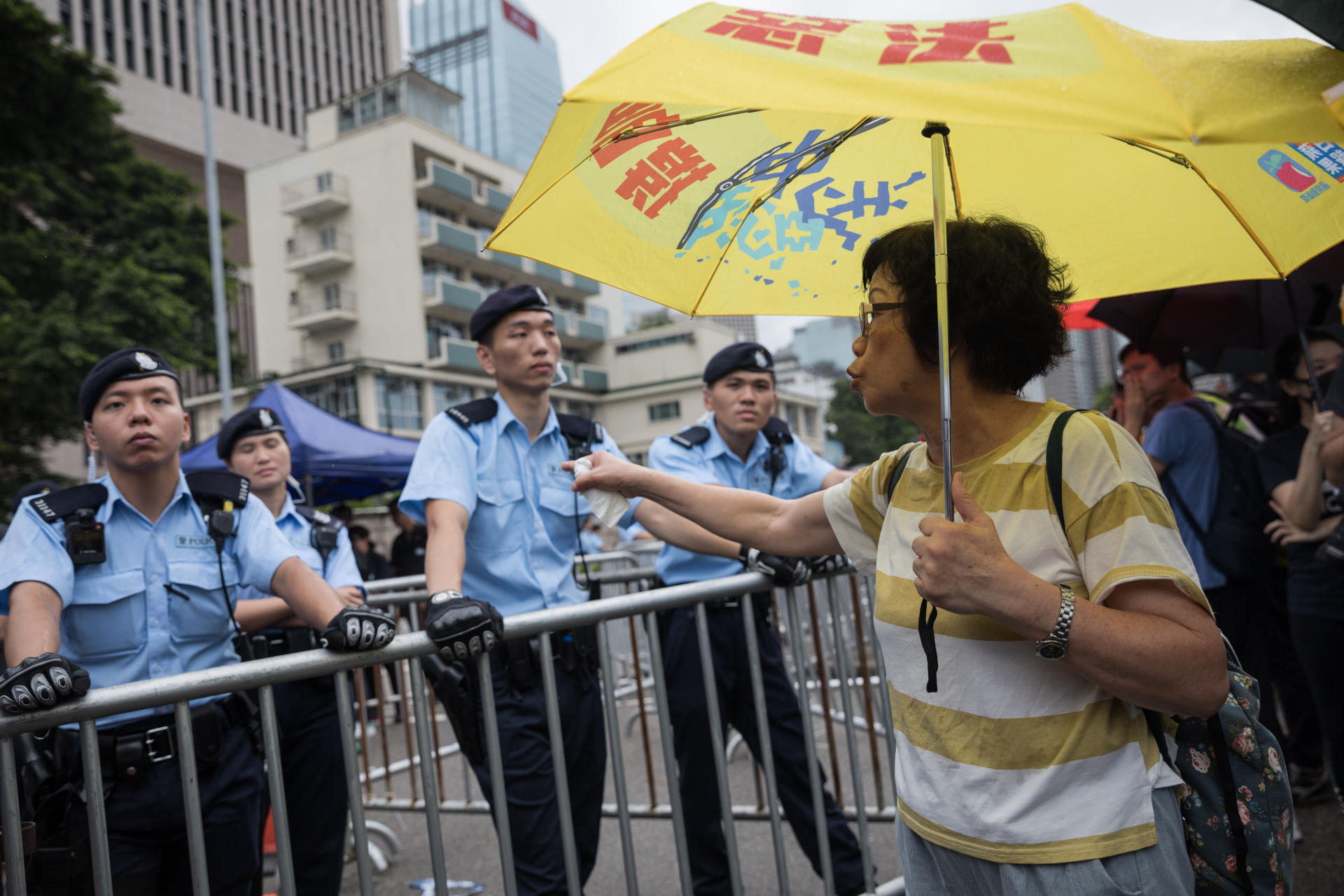 Protesters rally outside Hong Kong Chief Executive office
