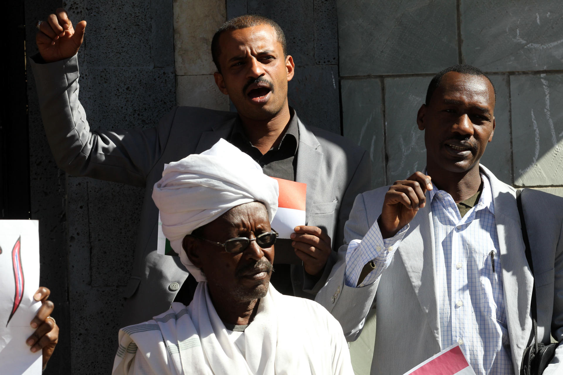 Sudanese protesters rally against Sudan president Omar al-Bashir in Sana'a