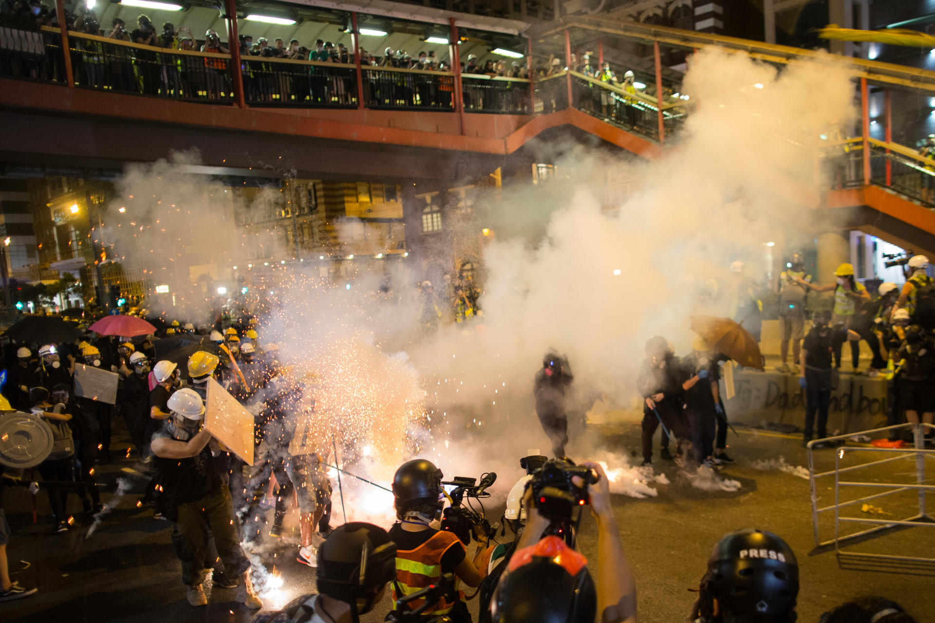 Anti-extradition bill protesters take part in a rally.