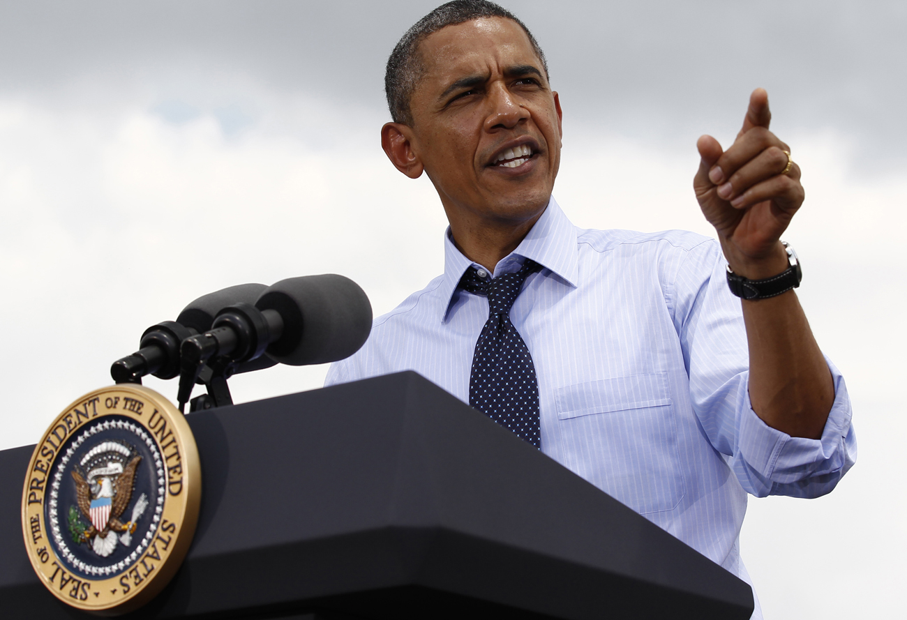 U.S. President Barack Obama speaks after touring the Port of Tampa in Florida
