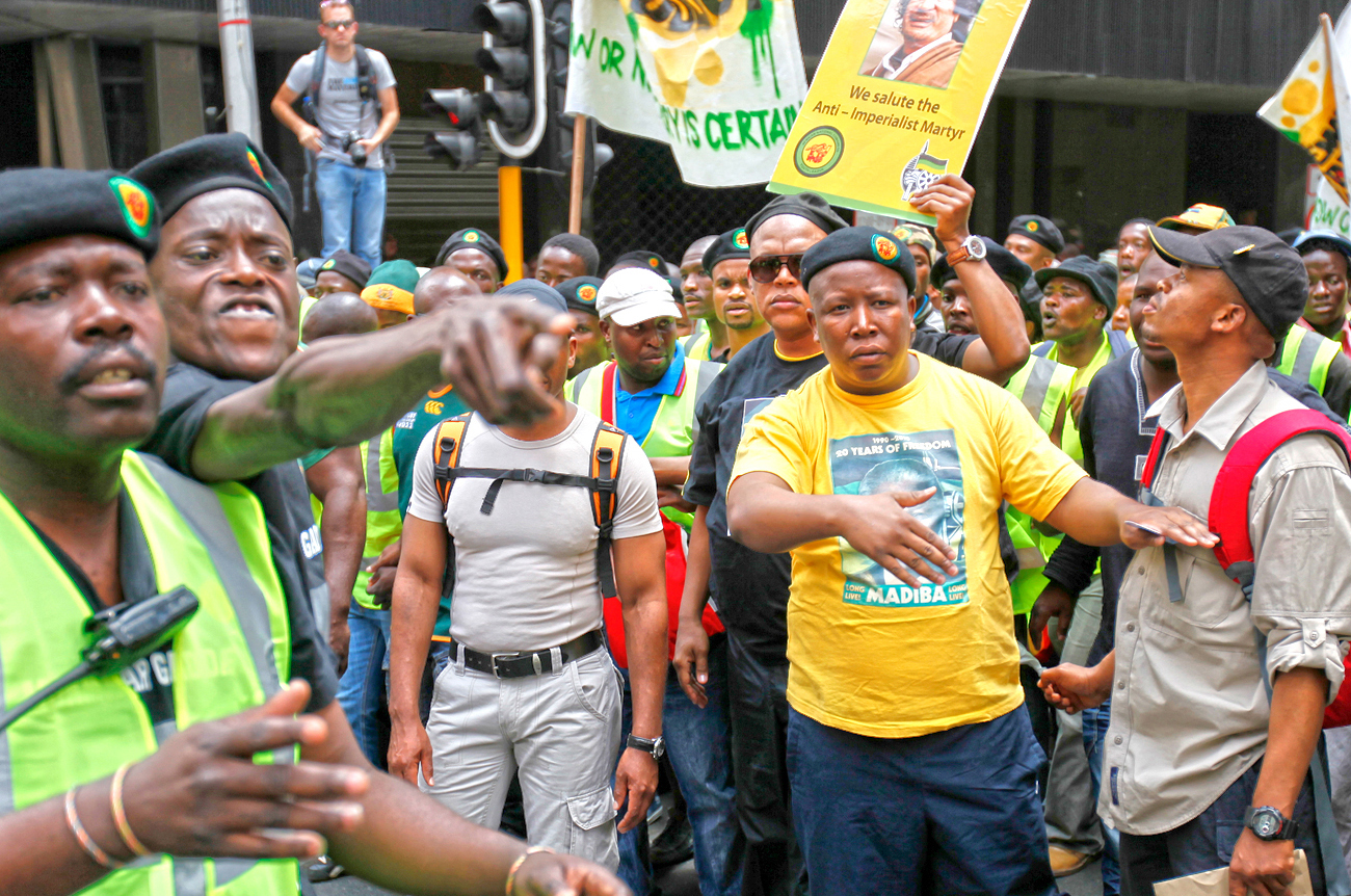 African National Congress Youth League leader Malema takes part in a march in Johannebsurg