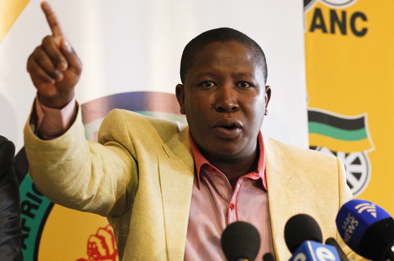 Julius Malema, leader of the ANCYL, speaks to the media at the ANC headquarters in Johannesburg