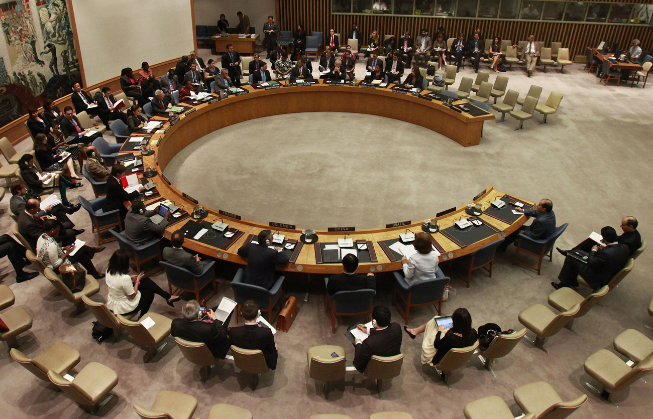 U.N. Security Council members meet on the situation in Libya at the United Nations headquarters in New York