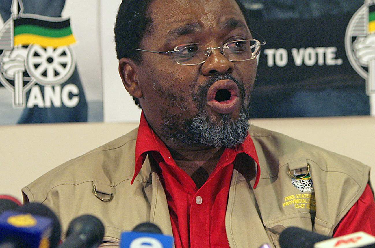South Africa's ruling ANC Secretary-General Gwede Mantashe addresses the media in Kempton Park