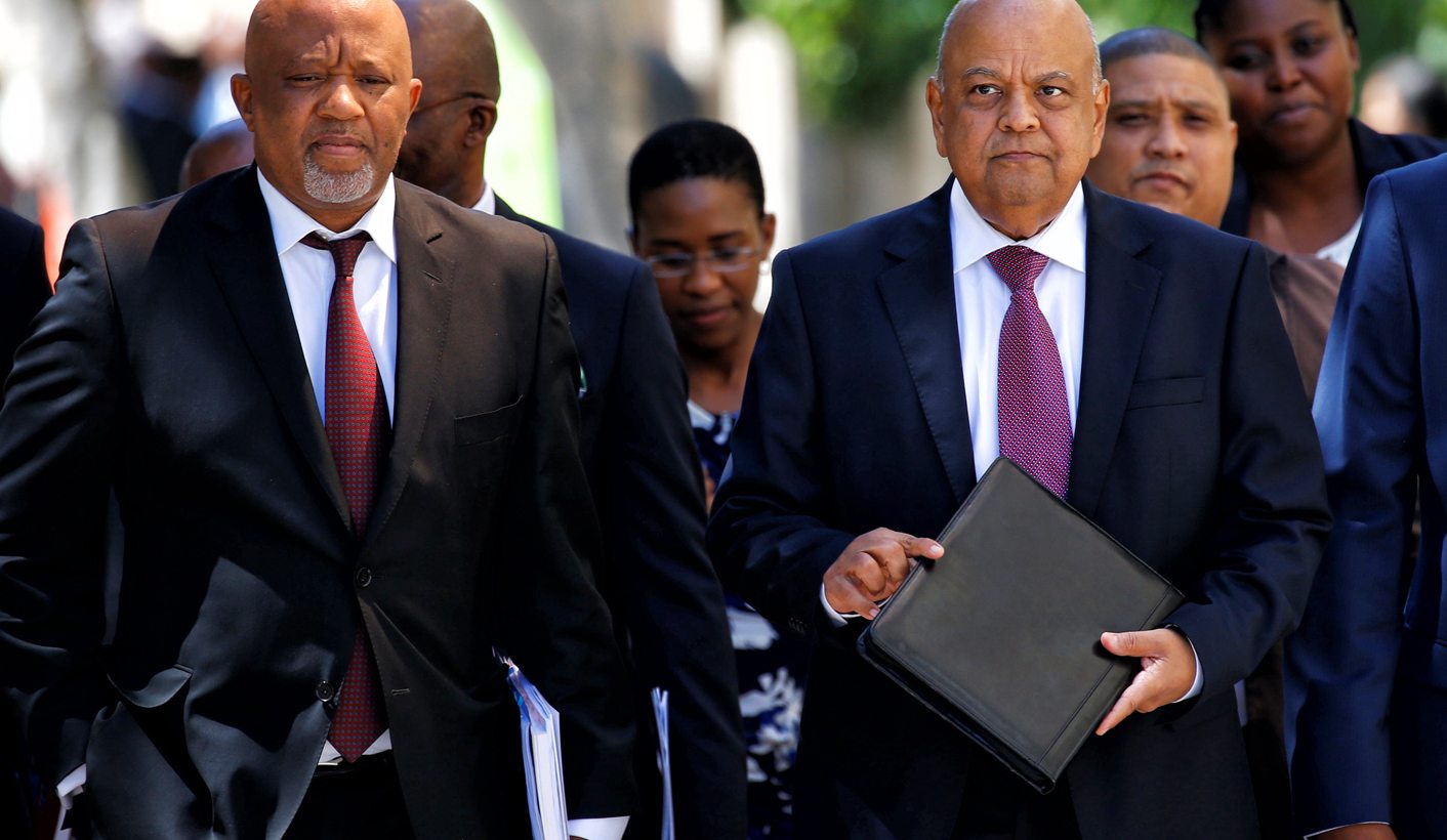 FILE PHOTO: South African Finance Minister Pravin Gordhan and  Deputy Finance Minister Mcebisi Jonas  arrive for the 2017 Budget Speech in Cape Town