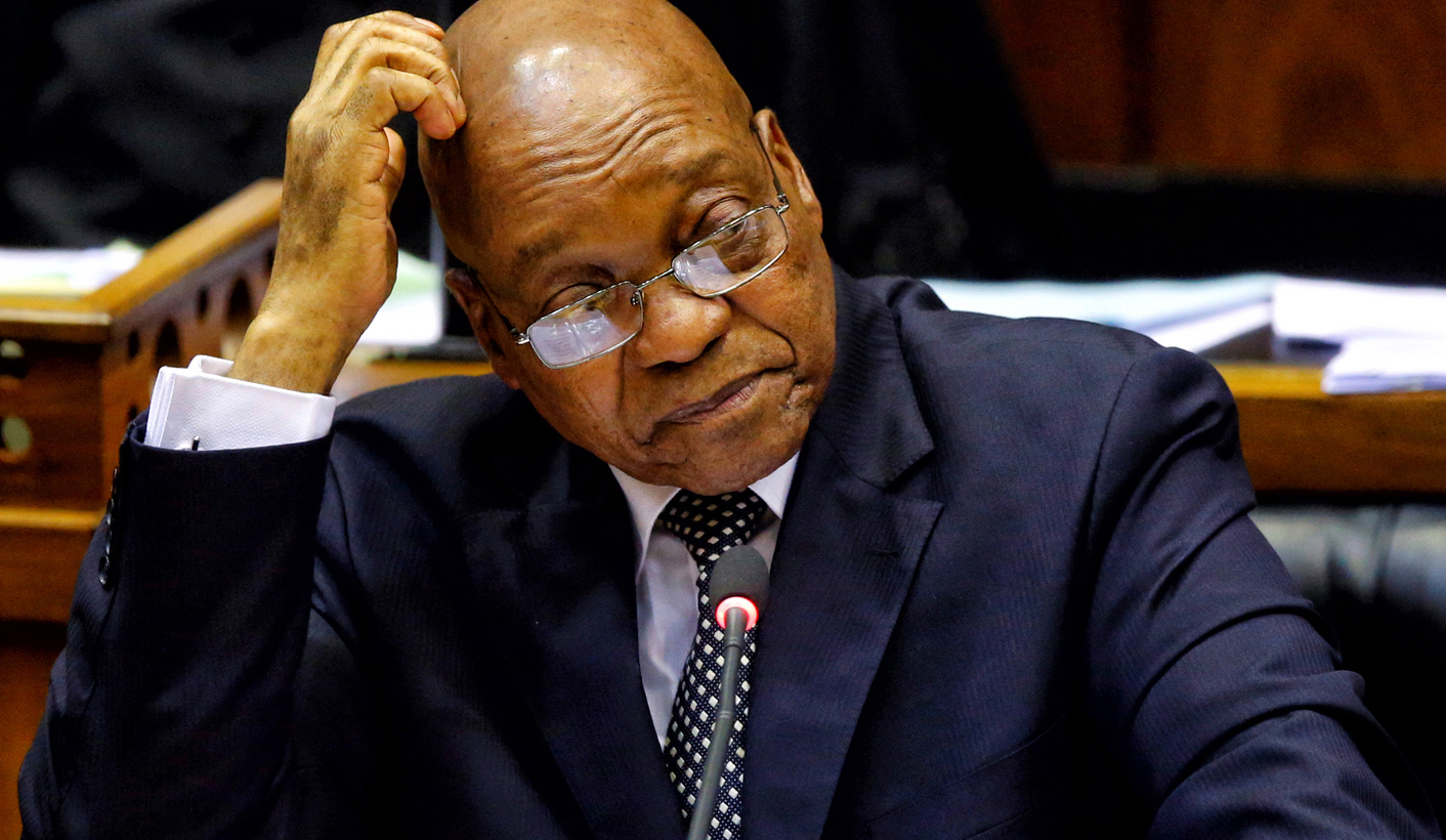 President Jacob Zuma gestures during his question and answer session in Parliament in Cape Town