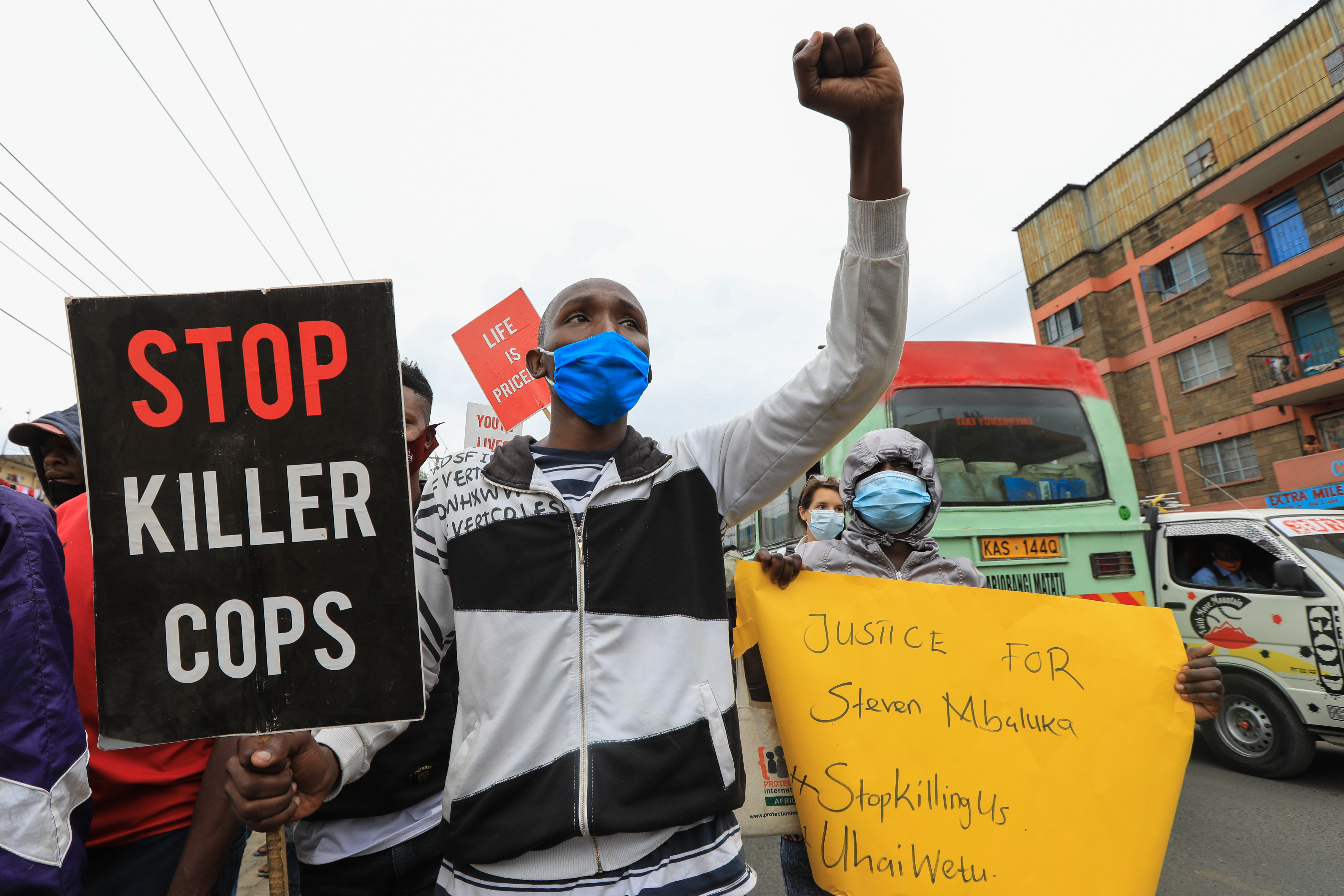 Kenyans protest against police brutality amid coronavirus pandemic, in Nairobi