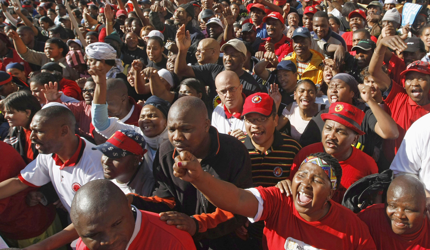 Members of COSATU march through the streets of Cape Town