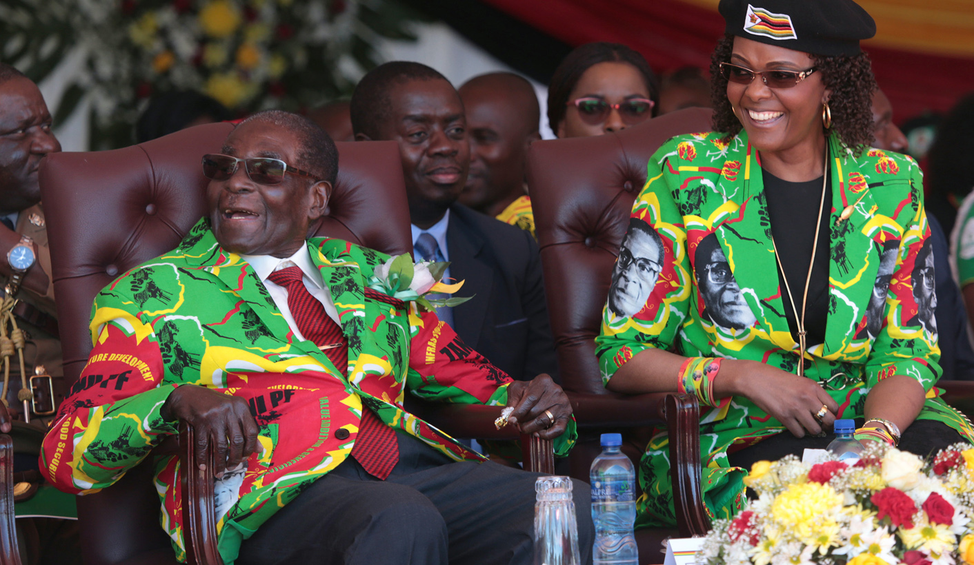 Zimbabwean President Robert Mugabe addresses youths in Marondera