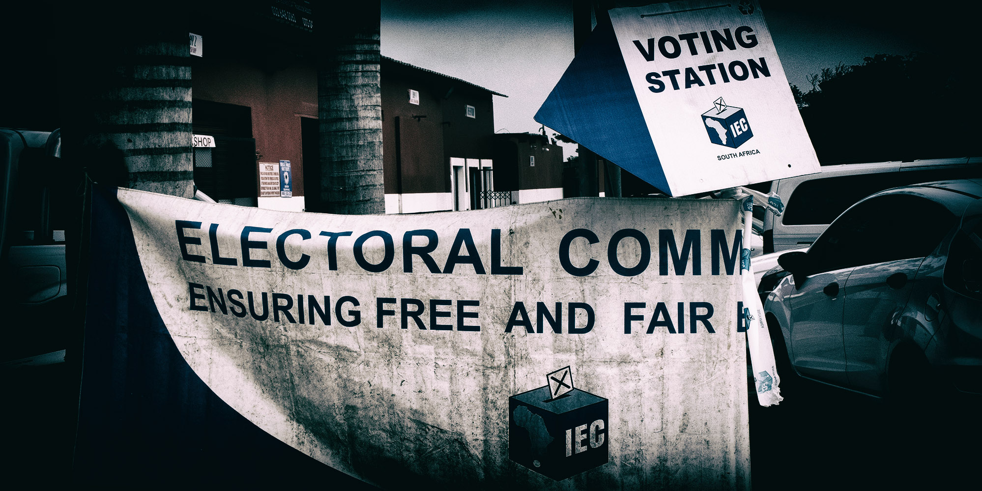 Signs outside a voting Station in KwaDukuza, KwaZulu-Natal, 6 May 2019.