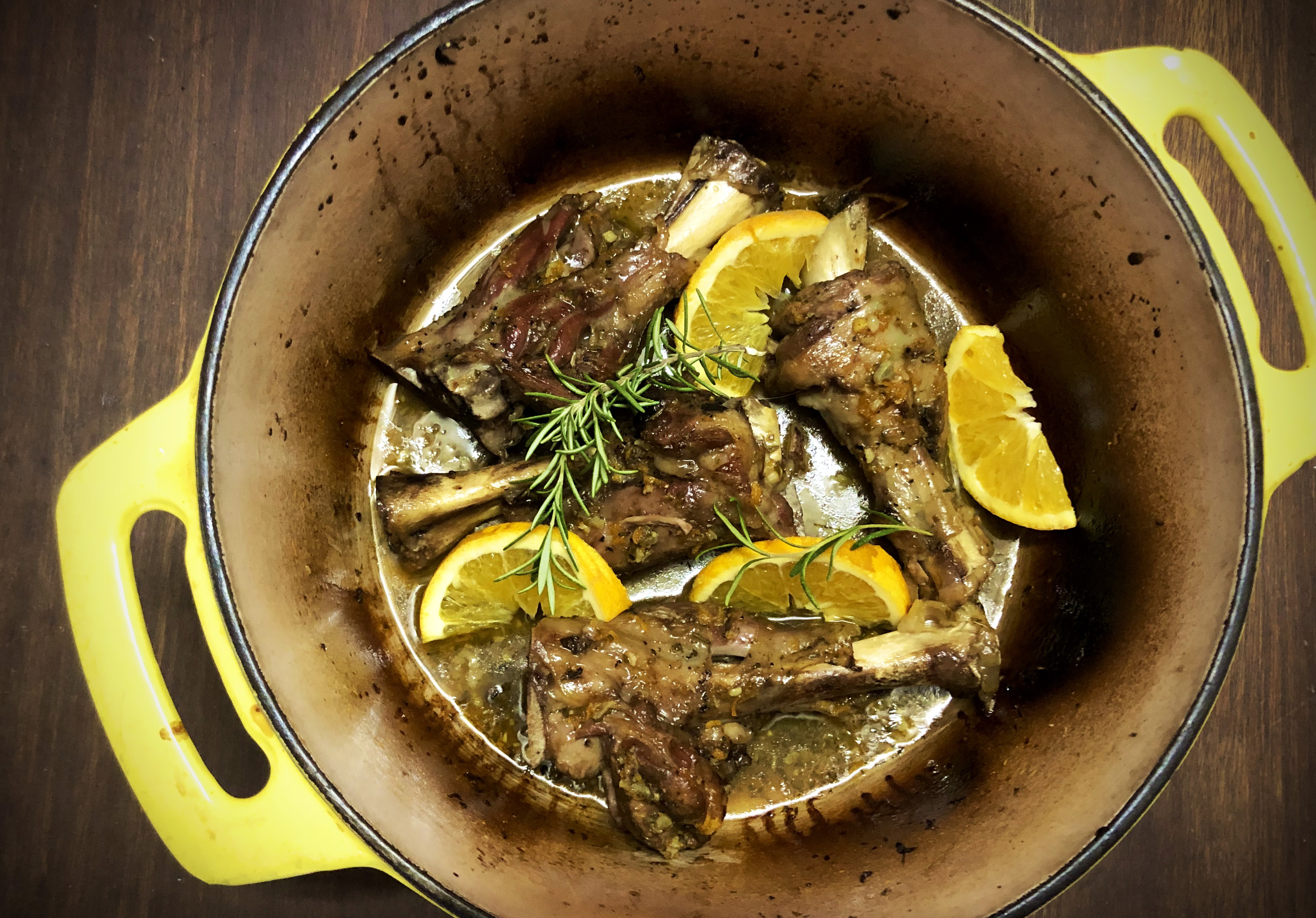 Lockdown Recipe of the Day: Pot Roasted Lamb Shanks with Orange and Rosemary