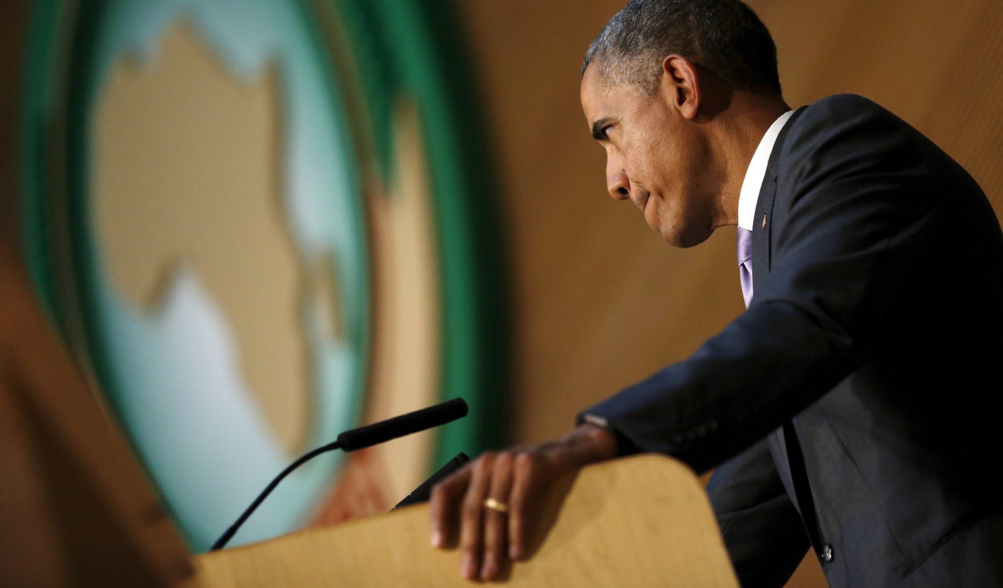 U.S. President Barack Obama delivers remarks at the African Union in Addis Ababa