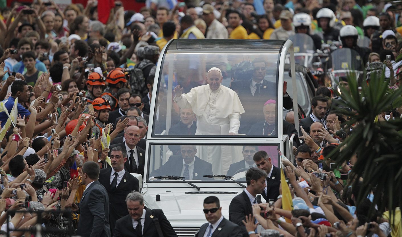 Francis lands in Brazil for first trip abroad as pope
