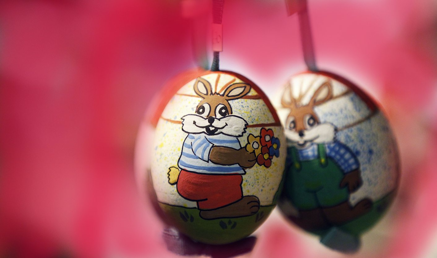 Easter eggs are seen at an Easter market in the western Austrian city of Innsbruck