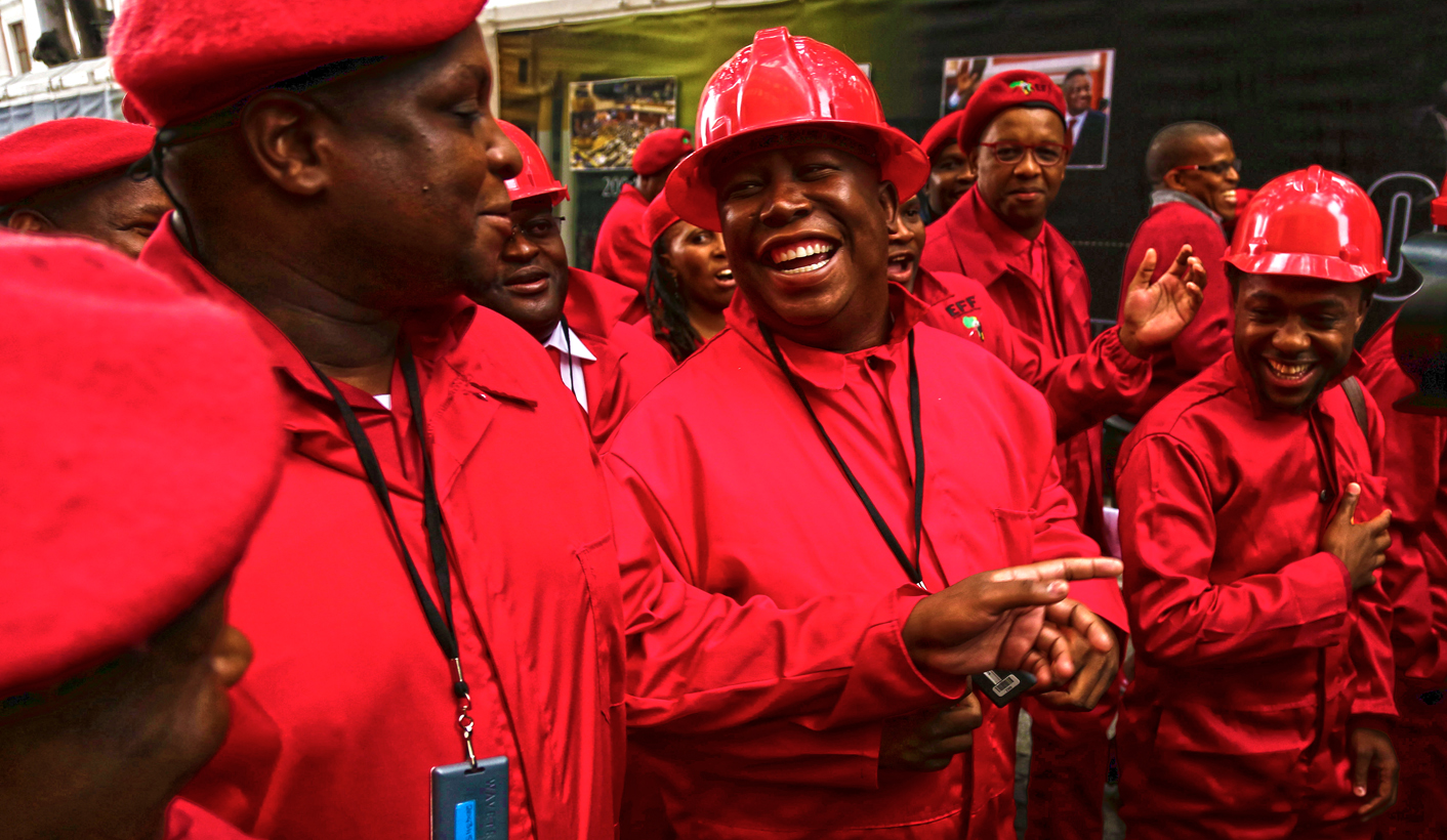 Economic Freedom Party leader Julius Malema arrives to be sworn in as a member of parliament at the South African Parliament in Cape Town