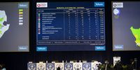 The election results screen at the Independent Electoral Commission's Results Operation Centre in Pretoria on Tuesday, 2 November 2021. (Photo: Shiraaz Mohamed)
<br>