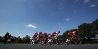Team Katusha Alpecin during the 35.5km team Time trial in the 3rd stage of the 105th edition of the Tour de France cycling race in Cholet, France, 09 July 2018.  EPA-EFE/YOAN VALAT