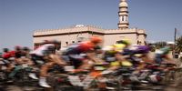 The pack of riders in action during the 4th stage of the Tour of Oman cycling race over 204.9 km from Izki to Yitti Hills, Oman, 14 February 2023.  EPA-EFE/YOAN VALAT
