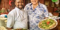 Executive sous chef Mpilo Ngcobo and ‘eat Greek’ legend Nick Papadopoulos. Photo: Wanda Hennig