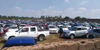 A packed car park gives an idea of the number of  congregants. (Photo: Bheki Simelane)