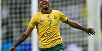 Oswin Appollis of South Africa celebrates after scoring a goal during the FIFA World Cup Qualifiers 2026 match between South Africa and Rwanda at Mbombela Stadium in Nelpsruit, South Africa on 14 October 2025. (Photo: Alche Greeff/BackpagePix)
