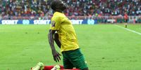 Vincent Aboubakar of Cameroon celebrates scoring the opening goal during the 2021 Africa Cup of Nations Afcon Finals football match between Cape Verde and Cameroon at Olembe Stadium in Yaounde, Cameroon on 17 January 2022 ©Alain Guy Suffo/BackpagePix