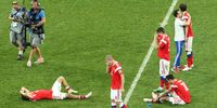 Players of Russia react after the FIFA World Cup 2018 quarter final soccer match between Russia and Croatia in Sochi, Russia, 07 July 2018. Russia lost on penalties 3-4.  EPA-EFE/KHALED ELFIQI