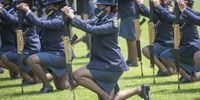CAPE TOWN, SOUTH AFRICA - OCTOBER 27: Female police officers at the Handing Over Of The Sword Ceremony And Medal Parade in Greenpoint on October 27, 2021 in Cape Town, South Africa. The handing of the sword symbolizes the handing of the chain of command to the recent appointed Western Cape Provincial Commissioner, Lieutenant TE Patekile. (Photo by Gallo Images/Brenton Geach)