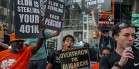 Protest outside Nasdaq over SpaceX IPO