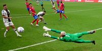 AL KHOR, QATAR - DECEMBER 01: (EDITORS NOTE: In this photo taken from a remote camera from inside the goal) Keylor Navas of Costa Rica attempts a save during the FIFA World Cup Qatar 2022 Group E match between Costa Rica and Germany at Al Bayt Stadium on December 1, 2022 in Al Khor, Qatar. (Photo by Magnus Strom - Pool/Getty Images)