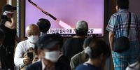 SEOUL, SOUTH KOREA - AUGUST 17: People watch a television screen showing a file image of a North Korean missile launch at the Seoul Railway Station on August 17, 2022 in Seoul, South Korea. North Korea test-fired two cruise missiles toward the Yellow Sea on Wednesday, a South Korean military official said, as President Yoon Suk-yeol held a press conference to mark the 100th day since taking office. (Photo by Chung Sung-Jun/Getty Images)
