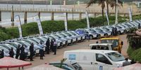 Ethekwini Metro Police officers and their new fleet of 62 patrol cars line the Durban promenade during the "state of readiness" show ahead of the Christmas holiday season. (Photo: Tony Carnie)