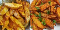 Yariva Ramdhani’s masala potato wedges, before and after. (Photos: Yariva Ramdhani)<br>