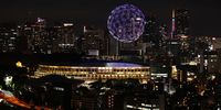 TOKYO, JAPAN - JULY 23: A drone display is seen over the top of the stadium during the Opening Ceremony of the Tokyo 2020 Olympic Games at Olympic Stadium on July 23, 2021 in Tokyo, Japan. (Photo by Toru Hanai/Getty Images)