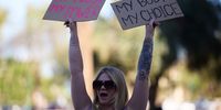 A woman rallies for abortion rights at the Arizona State Capitol in Phoenix, Arizona, USA, 11 April 2024. On 09 April 2024 the Arizona Supreme Court ruled that an 1864 abortion law, which pre-dates Arizona’s statehood and provides no exceptions for rape or incest and allows abortions after 6 weeks only if the mother’s life is in jeopardy, was enforceable. The opinion by Arizona’s highest court suggested doctors can be prosecuted under the 1864 law, with the risk of 2-5 years jail time. The decision threw out an earlier lower-court decision that concluded doctors could not be charged for performing abortions in the first 15 weeks of pregnancy. Fourteen other US states have banned nearly all abortions since the U.S. Supreme Court's ruling in 2022 overturning the constitutional right to abortion.  EPA-EFE/ALLISON DINNER