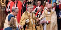 LONDON, ENGLAND - MAY 06: King Charles III is crowned with St Edward's Crown by The Archbishop of Canterbury the Most Reverend Justin Welby during his coronation ceremony in Westminster Abbey on May 6, 2023 in London, England. The Coronation of Charles III and his wife, Camilla, as King and Queen of the United Kingdom of Great Britain and Northern Ireland, and the other Commonwealth realms takes place at Westminster Abbey today. Charles acceded to the throne on 8 September 2022, upon the death of his mother, Elizabeth II. (Photo by Jonathan Brady  - WPA Pool/Getty Images)