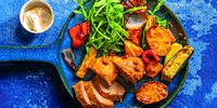 Louisa Holst’s harissa pork with roasted vegetables, from The South African Air Fryer Cookbook 2. (Photo: Donna Lewis)<br>