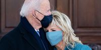 WASHINGTON, DC - JANUARY 20: President Joe Biden and first lady Dr. Jill Biden hug as they arrive at the North Portico of the White House, on January 20, 2021, in Washington, DC. During today's inauguration ceremony Joe Biden became the 46th president of the United States. (Photo by Alex Brandon-Pool/Getty Images)