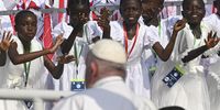 Young girls clap for Pope Francis upon his arrival, to celebrate Holy Mass, in the area of the Ndolo Airport  in the Kinshasa city during the Apostolic Journey of His Holiness  to the Democratic Republic of Congo, 01 February 2023.  EPA-EFE/CIRO FUSCO