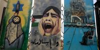 Pro-Palestinian artworks on display on a fence amid escalating tensions with Israel, in Sana'a, Yemen, 21 July 2024. At least six Yemenis were killed and nearly 85 others severely injured in Israeli airstrikes on the Ras Kathnib power station and fuel tanks in the Yemeni port city of Hodeidah on 20 July, according to a statement by the Houthis-controlled Health Ministry. The Israeli airstrikes were in response to the Houthis-claimed drone attack on the Israeli city of Tel Aviv on 19 July.  EPA-EFE/YAHYA ARHAB