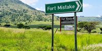 Fort Mistake signage enroute Newcastle KZN. (The history of the fort has different versions).