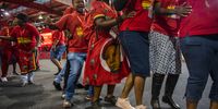 SOWETO, SOUTH AFRICA - DECEMBER 14,  2019:  The EFF's second elective conference kicked off at Nasrec on Saturday morning. Delegates, who spent Friday registering for the conference, entered the hall with song and dance. Party leader Julius Malema delivered the party's political report during the opening plenary session. He addressed the media to discuss the report.  ENCA pulled out from covering the conference after the EFF didnt give accreditation to some media organisations like Daily Maverick, Amabungane and Rapport.  (Photo by Gallo Images/Alet Pretorius)